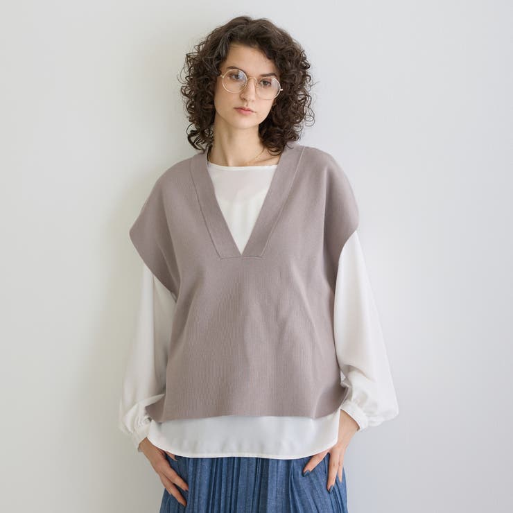 19ライトグレー | 【セットアイテム】ジレ×ブラウス | NICOLE