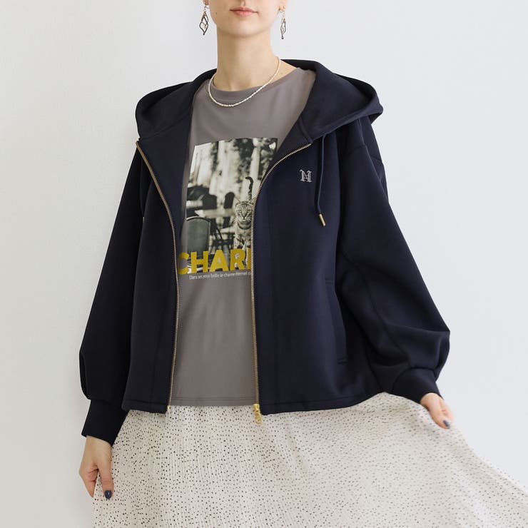 67ネイビー | フードジップパーカー | NICOLE