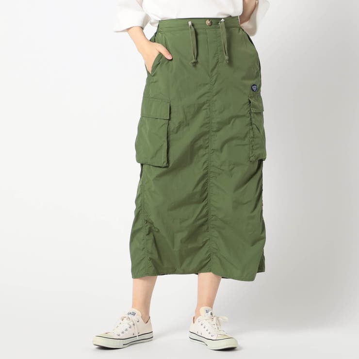 46カーキ | 【BROOKLYN OVERALL】ナイロンギャザー カーゴスカート | NICOLE