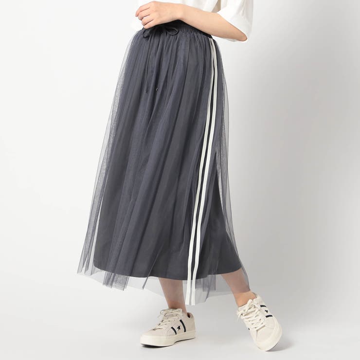 39チャコールグレー | サイドライン チュールスカート | NICOLE