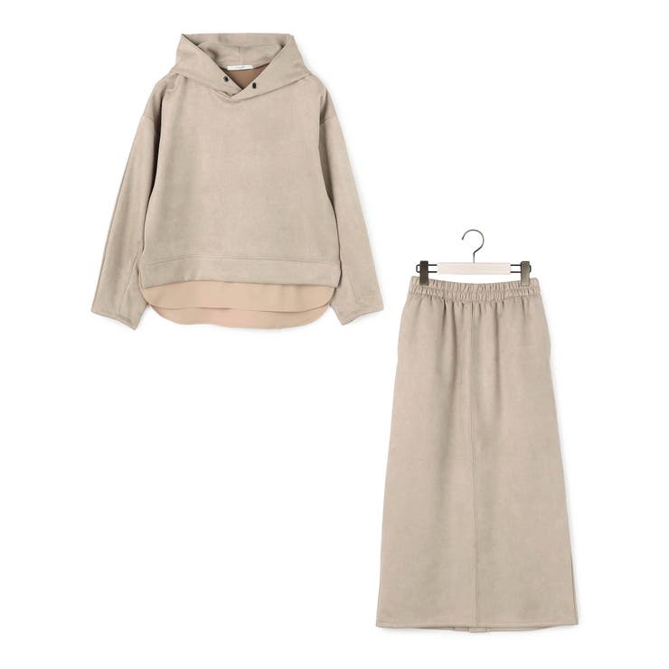 18ベージュ | 【セット企画】ディアスキン レイヤード風パーカー＋スカート | NICOLE