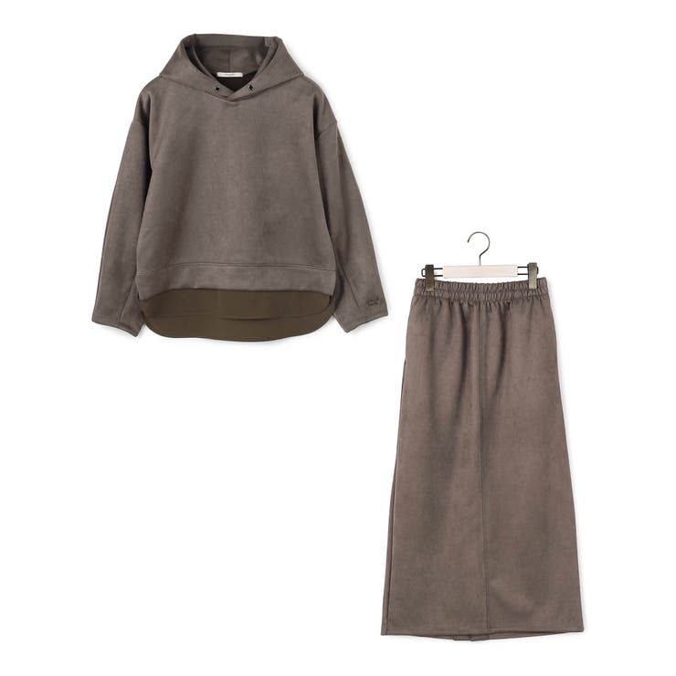 39チャコールグレー | 【セット企画】ディアスキン レイヤード風パーカー＋スカート | NICOLE