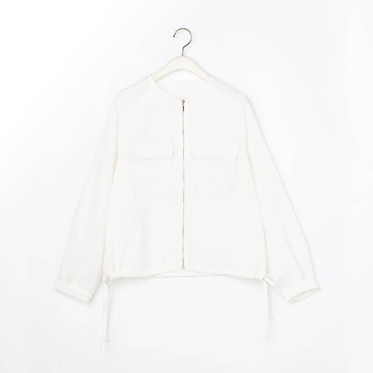 09ホワイト | メッシュ ノーカラーブルゾン | NICOLE