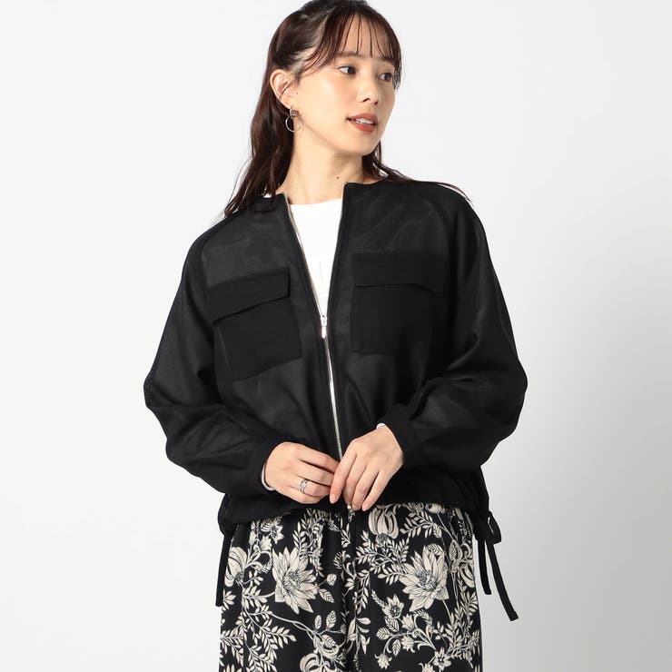 49ブラック | メッシュ ノーカラーブルゾン | NICOLE