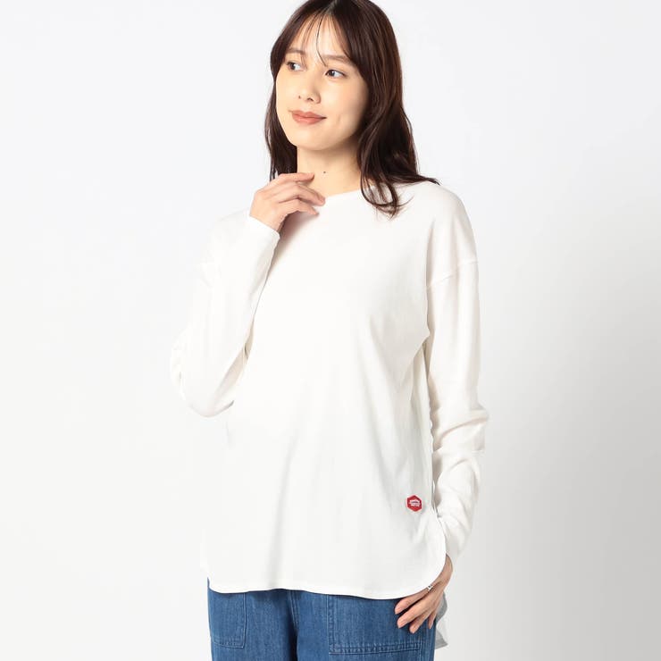 09ホワイト | 【日本製】長袖 裾ラウンドカットソー | NICOLE