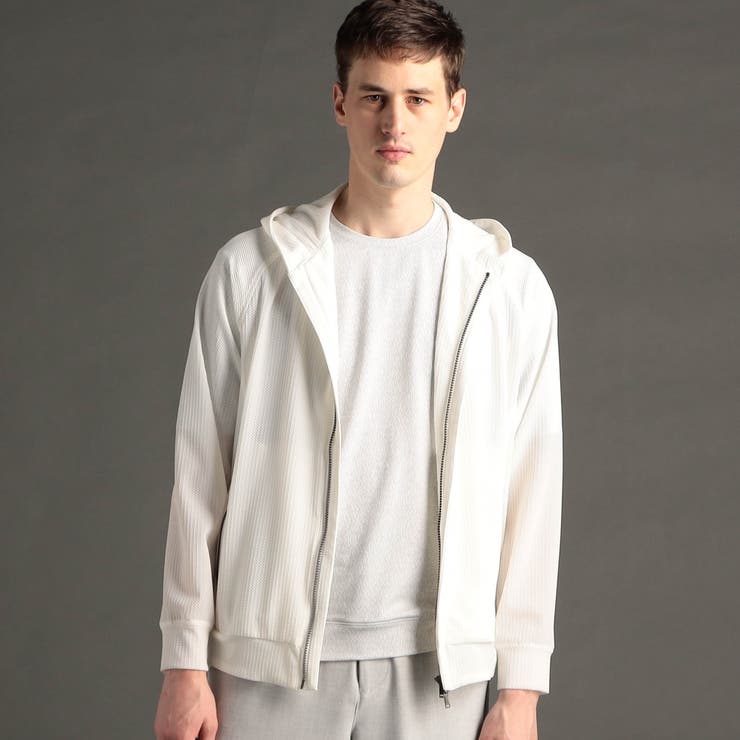 09ホワイト | グラフィックハニカムメッシュ フーディブルゾン | NICOLE