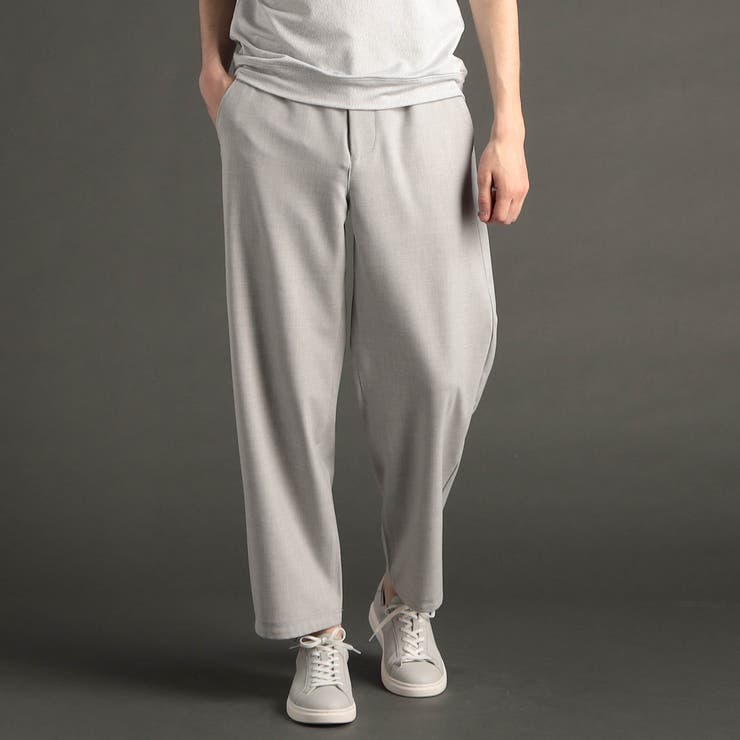 19ライトグレー | メランジストレッチ ワイドトラックパンツ | NICOLE