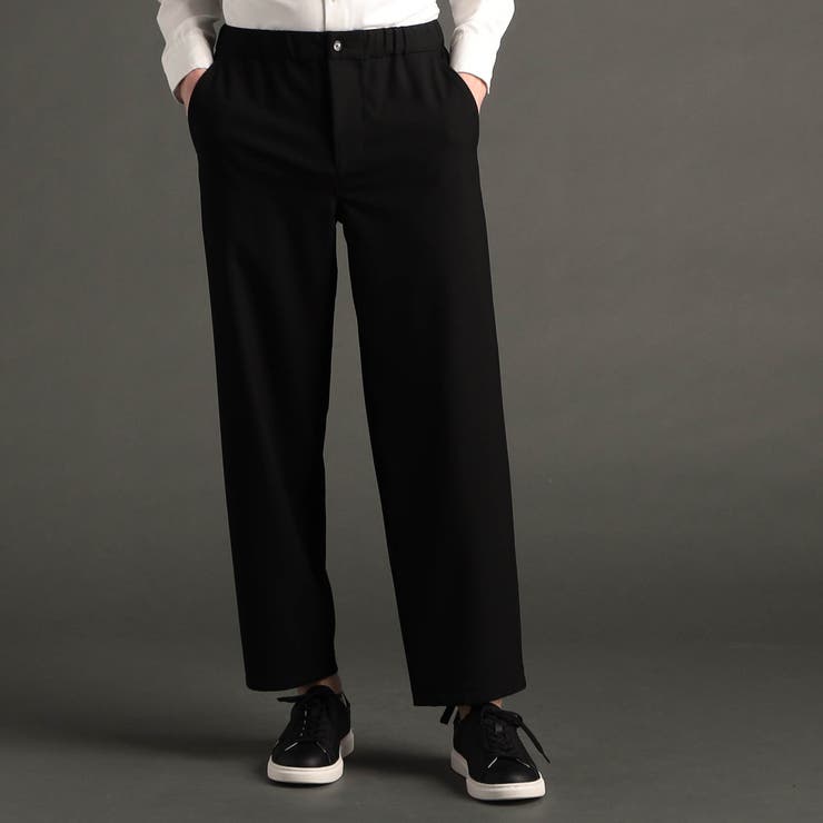 49ブラック | メランジストレッチ ワイドトラックパンツ | NICOLE