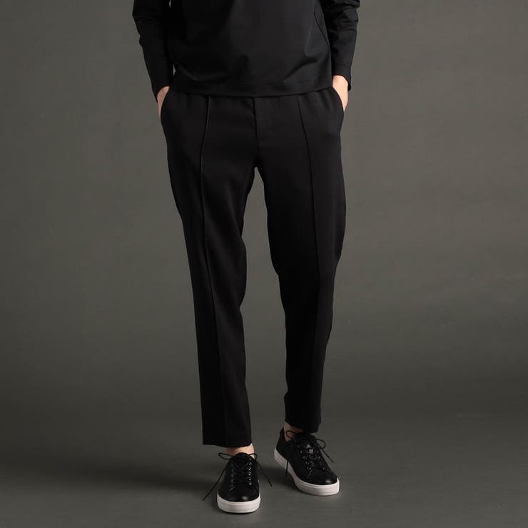 49ブラック | ストレッチスラブシャンブレー トラックパンツ | NICOLE