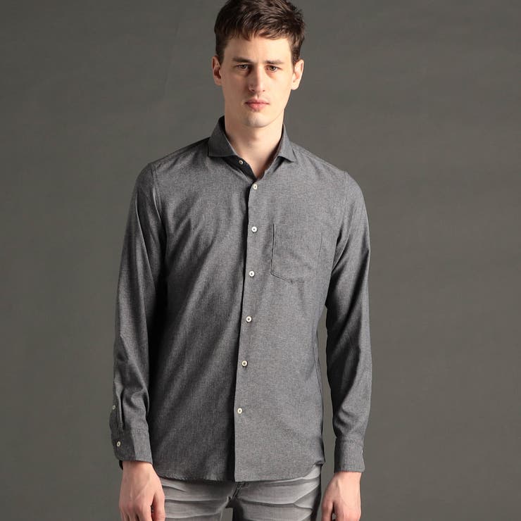 39チャコールグレー | テクニカルストレッチツイル カッタウェイカラーシャツ | NICOLE