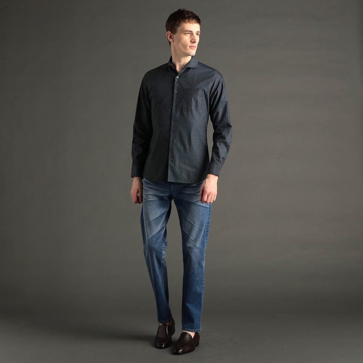 ヘリンボンストレッチ カッタウェイカラーシャツ | NICOLE | 詳細画像4 