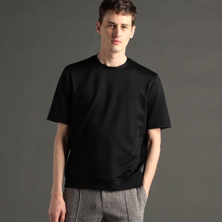 49ブラック | メランジジャカード クルーネックレギュラーフィットTシャツ | NICOLE