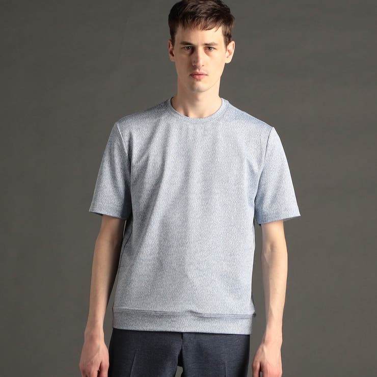 64サックス | メランジジャカード クルーネックレギュラーフィットTシャツ | NICOLE