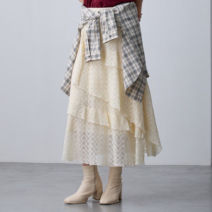 28オフホワイト | 【ZELDA】レースギャザースカート | NICOLE