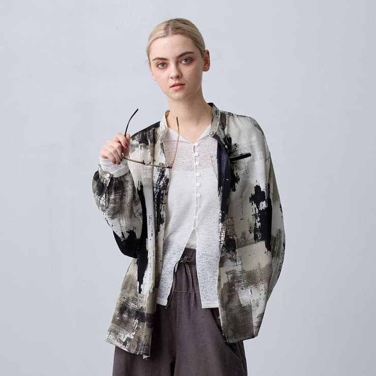 40グリーン | 【ZELDA】ヴィンテージライク柄ブラウス | NICOLE