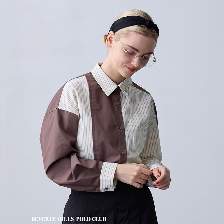 18ベージュ | 【ZELDA】BEVERLY HILLS POLO CLUBバイカラーシャツ | NICOLE