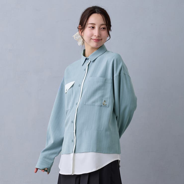 60ブルー | レイヤードオーバーシャツ | NICOLE