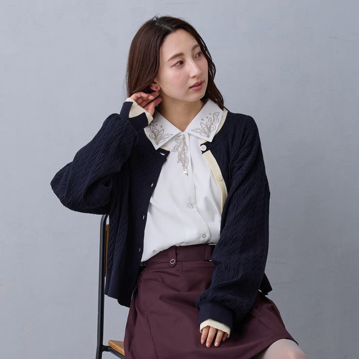 28オフホワイト | 刺繍デザインブラウス | NICOLE