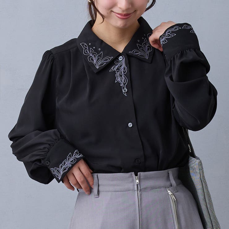 49ブラック | 刺繍デザインブラウス | NICOLE