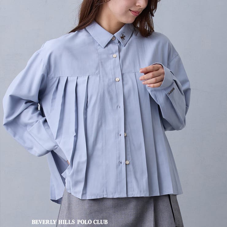 64サックス | 【BEVERLY HILLS POLO CLUB】プリーツブラウス | NICOLE