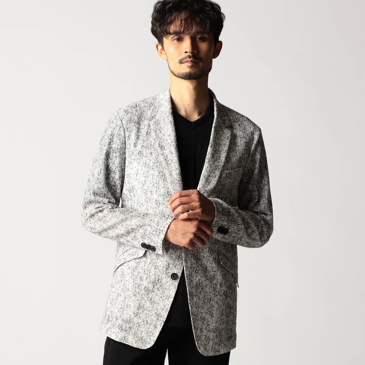 29グレー | ワッフルサッカープリント2Bジャケット | NICOLE