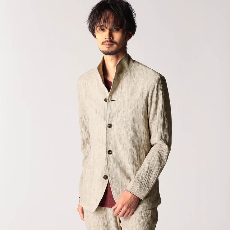 18ベージュ | エステルクレープ スタンドカラーカヴァーオールジャケット | NICOLE