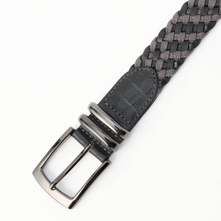 39チャコールグレー | 【RIELABO】エンボスイタリアンレザー メッシュベルト | NICOLE