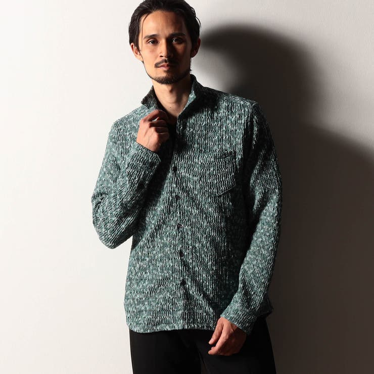 40グリーン | 【RIELABO】カラフルプリーツジャカードシャツ | NICOLE