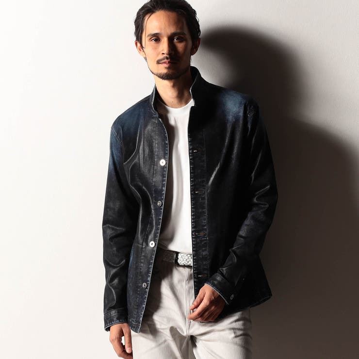 60ブルー | 【RIELABO】ハイストレッチデニムスタンドシャツブルゾン | NICOLE