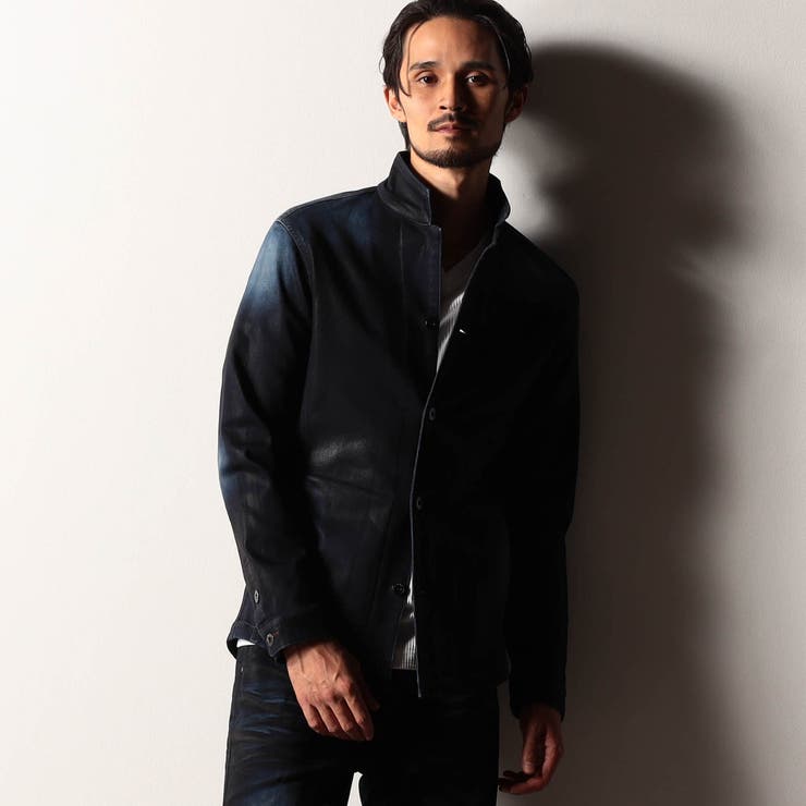 67ネイビー | 【RIELABO】ハイストレッチデニムスタンドシャツブルゾン | NICOLE