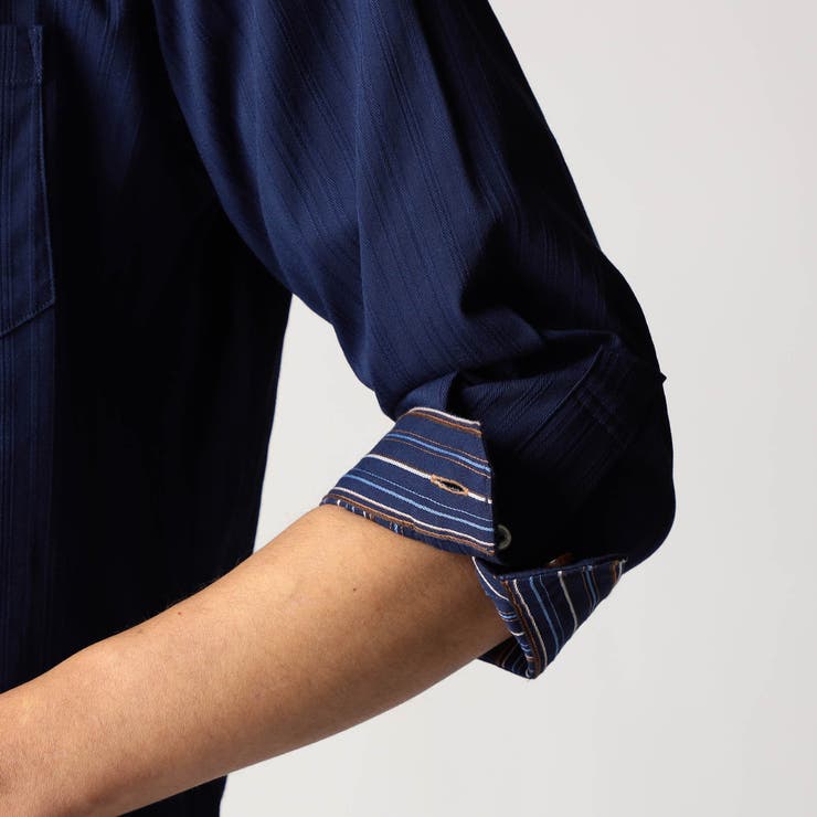 リバーシブルドビー ７分袖スタンドカラーシャツ | NICOLE | 詳細画像17 