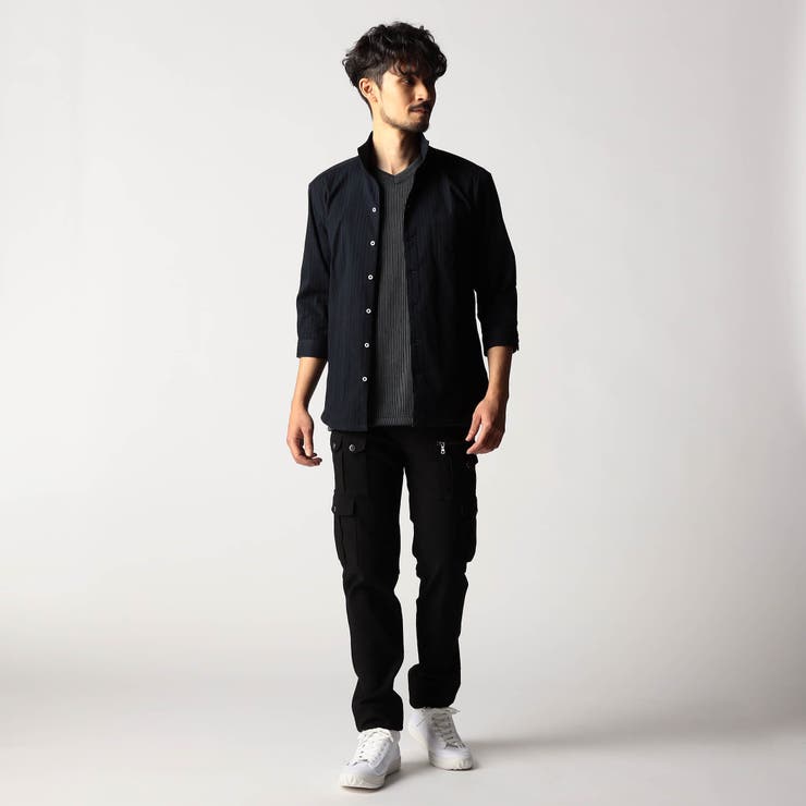 リバーシブルドビー ７分袖スタンドカラーシャツ | NICOLE | 詳細画像5 