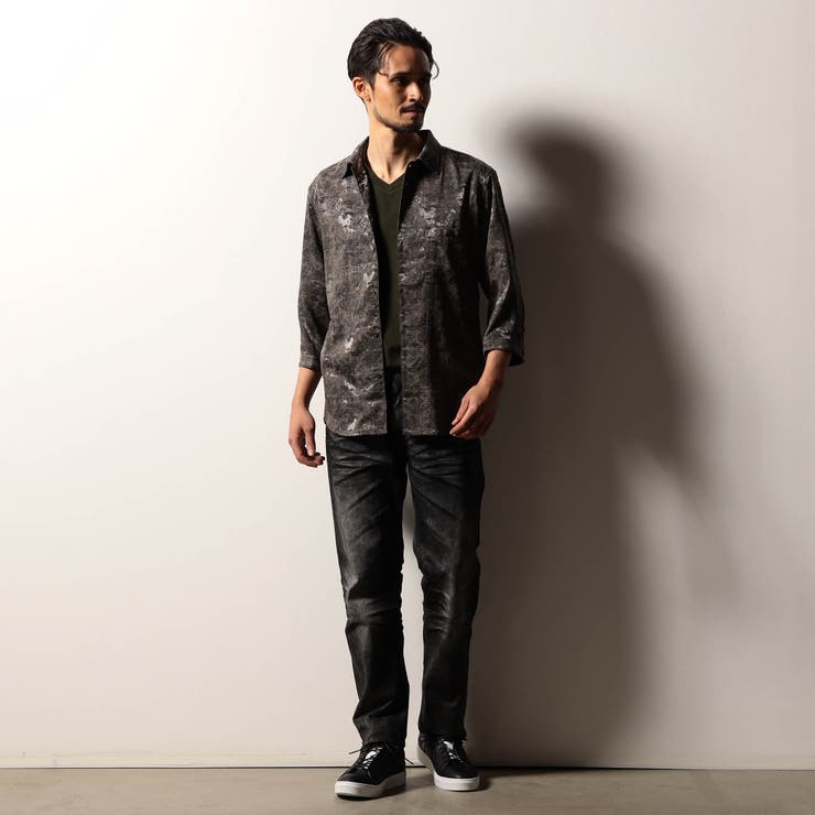 【RIELABO】ブライトジャカード 7分袖レギュラーカラーシャツ | NICOLE | 詳細画像3 