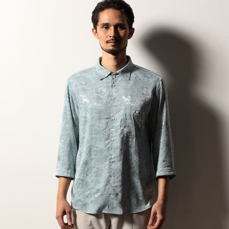 【RIELABO】ブライトジャカード 7分袖レギュラーカラーシャツ | NICOLE | 詳細画像5 