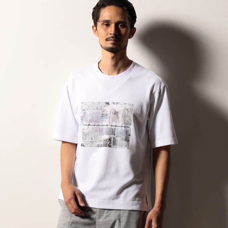 09ホワイト | 【RIELABO】グラフィックプリント クルーネックＴシャツ | NICOLE