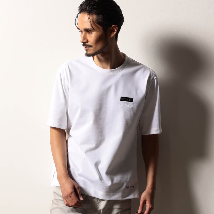 09ホワイト | 【RIELABO】ロゴプリント クルーネックＴシャツ（日本製） | NICOLE
