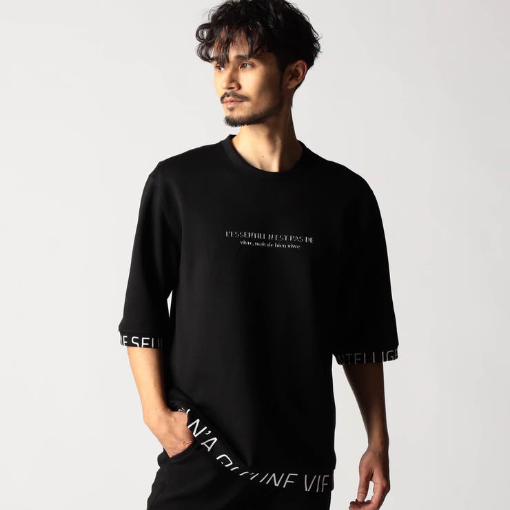 49ブラック | スポンジダンボールニット 5分袖プルオーバー | NICOLE