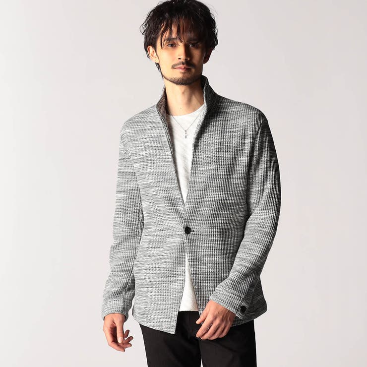 49ブラック | メランジワッフルカットジャケット | NICOLE