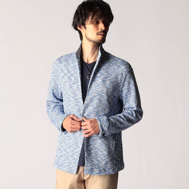 60ブルー | メランジワッフルカットジャケット | NICOLE