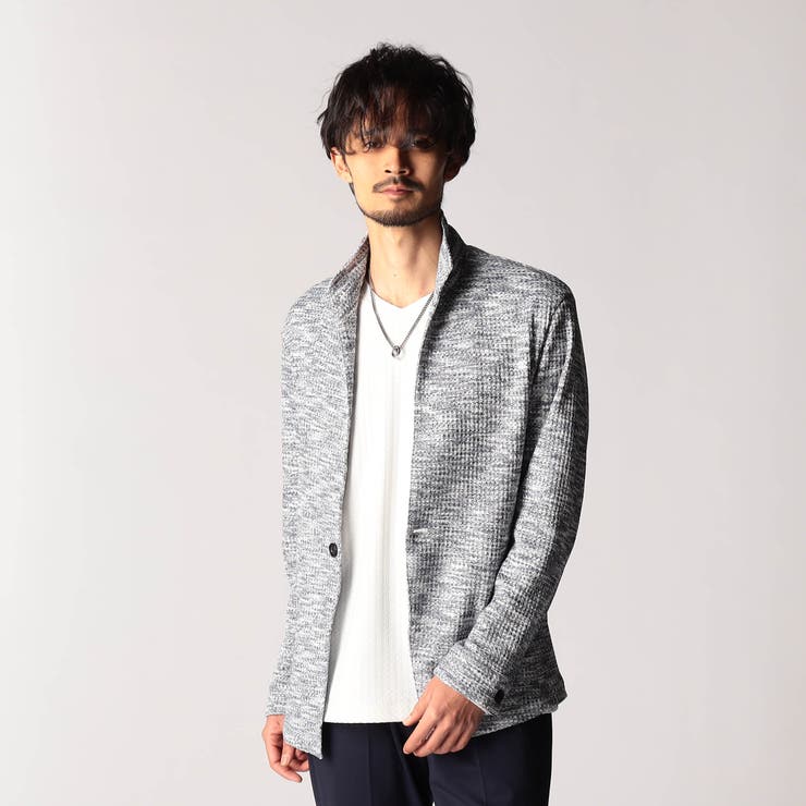 67ネイビー | メランジワッフルカットジャケット | NICOLE