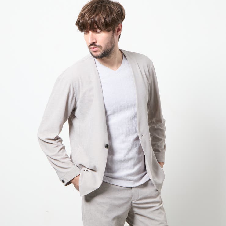 ヘリンボンジャカード ノーカラージャケット | NICOLE | 詳細画像1 