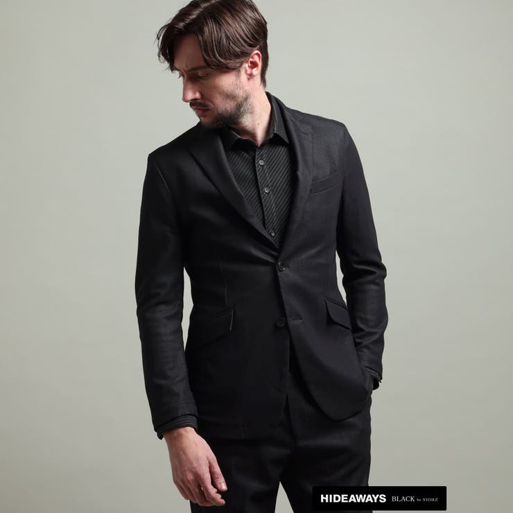 49ブラック | 【HIDEAWAYS BLACK】ガムストレッチブライトシャンブレー2Bジャケッ… | NICOLE