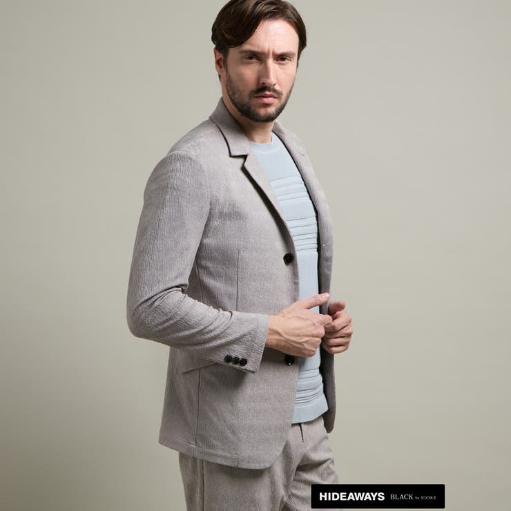 19ライトグレー | 【HIDEAWAYS BLACK】ブリスタージャカードランダムストライプジャケッ… | NICOLE