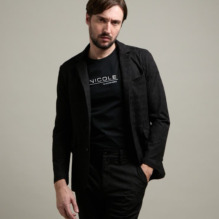 49ブラック | 【HIDEAWAYS BLACK】ブリスタージャカードランダムストライプジャケッ… | NICOLE