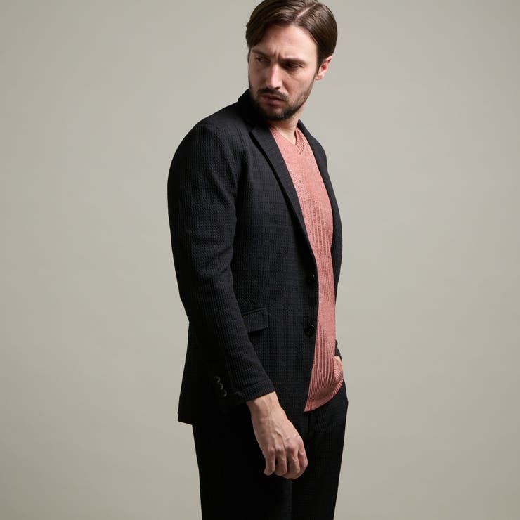 49ブラック | 【HIDEAWAYS BLACK】シアージャガードニット2Bジャケット | NICOLE