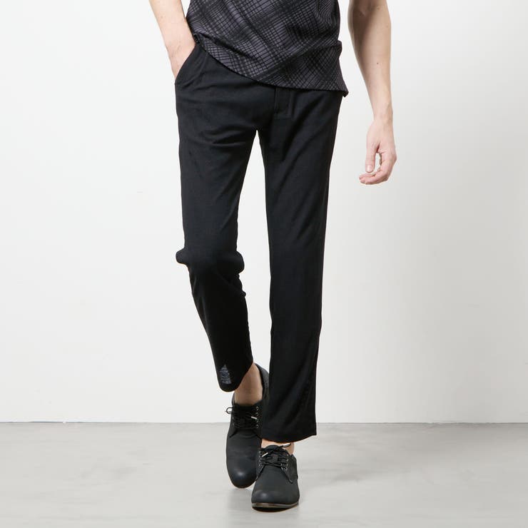 49ブラック | ヘリンボンジャカード イージースラックス | NICOLE