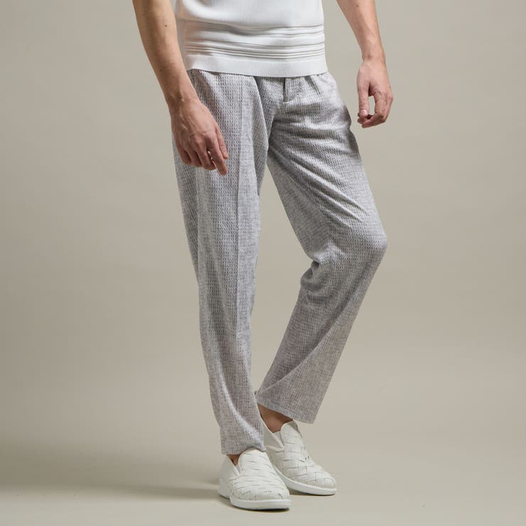 19ライトグレー | 【HIDEAWAYS BLACK】シアージャガードニット イージースラックス | NICOLE