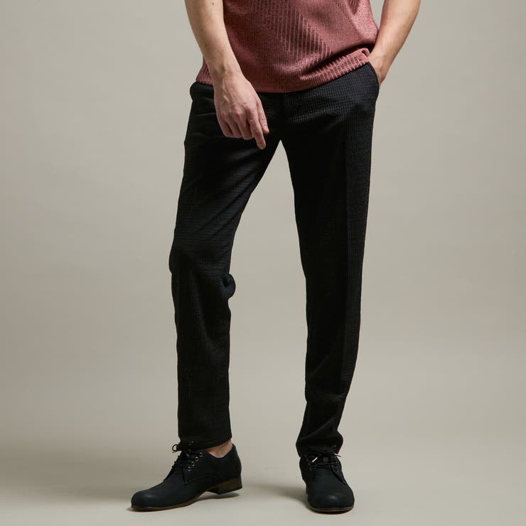 49ブラック | 【HIDEAWAYS BLACK】シアージャガードニット イージースラックス | NICOLE