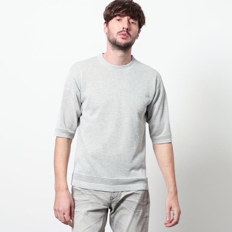 19ライトグレー | ハイゲージ5分袖サマーニット | NICOLE