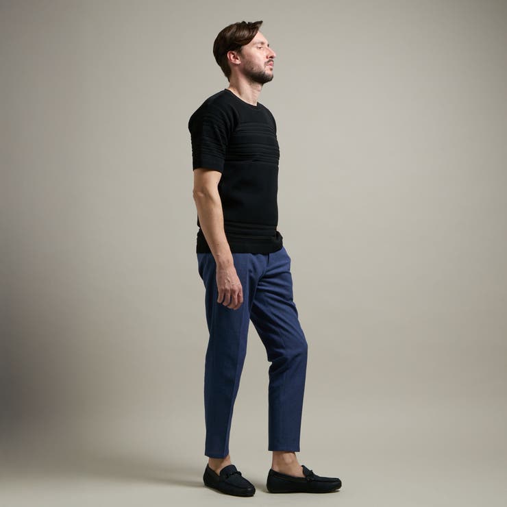 【HIDEAWAYS BLACK】切り替えタックボーダー半袖ニット | NICOLE | 詳細画像4 